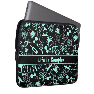 modern aqua blue biochemistry life is complex  laptop sleeve