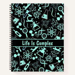 modern aqua blue biochemistry life is complex notebook