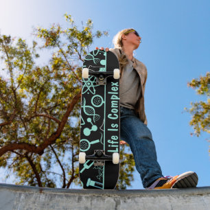 modern aqua blue biochemistry life is complex  skateboard