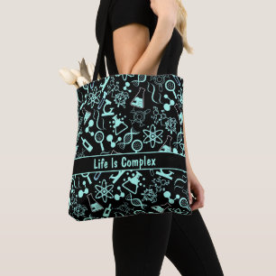 modern aqua blue biochemistry life is complex  tote bag