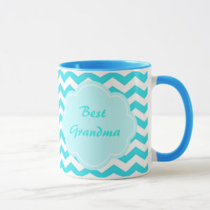 modern aqua blue chevron best grandma mug