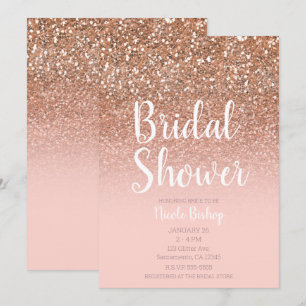 Modern Aqua Blue Glam Glitter Bridal Shower Invitation