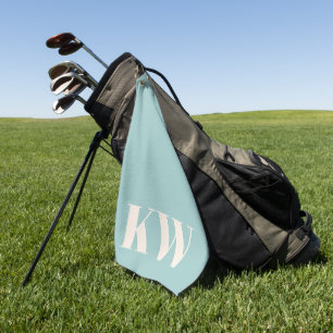 Modern Aqua Blue Monogram Initials Personalised Golf Towel