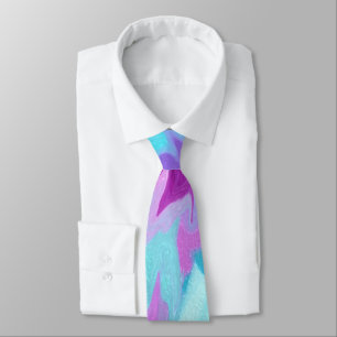 Modern Aqua Blue Pink Abstract Tie