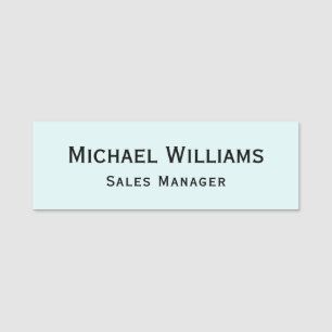 Modern Aqua Blue Professional Business Executive Name Tag