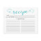 Modern Aqua Blue Script Bridal Shower Recipe Cards