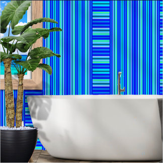 Modern Aqua Blue Stripe  Wallpaper