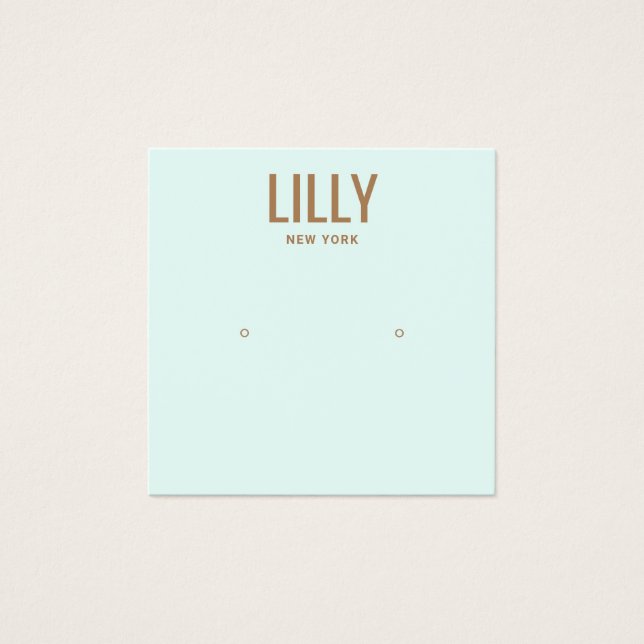 Modern Aqua Blue Stud Earring Display Card (Front)