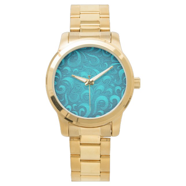 Modern Aqua Blue Trendy Watch (Front)