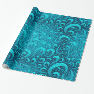 Modern Aqua Blue Trendy Wrapping Paper