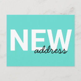 Modern Aqua Blue Typography Moving Announcement Postcard