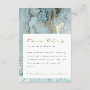 MODERN AQUA DUSKY BLUE GOLD AGATE WEDDING DETAILS  ENCLOSURE CARD