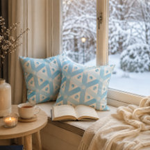 Modern Aqua Geometric Throw Pillow