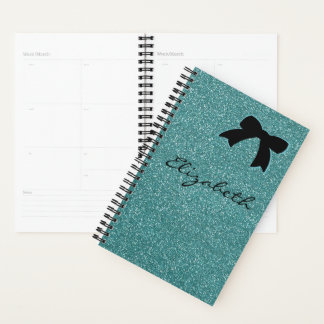 Modern Aqua Glitter Girly  Personalised Planner