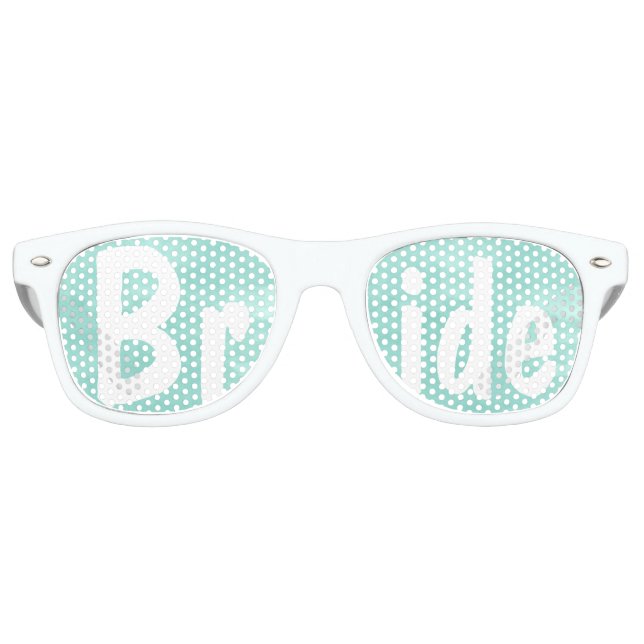 Modern aqua green watercolor wedding Bride Retro Sunglasses (Front)
