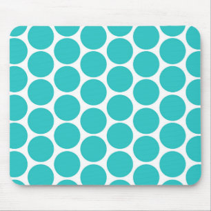 MODERN AQUA GREEN, WHITE POLKA DOTS MOUSE PAD