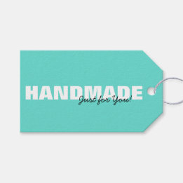 Modern Aqua Handmade Just for You Hanging Gift Tag
