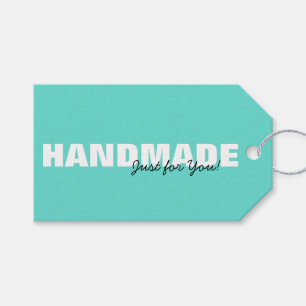 Modern Aqua Handmade Just for You Hanging Gift Tag