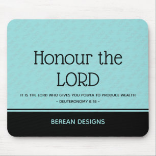 Modern Aqua Honour The Lord Custom Christian Mouse Pad
