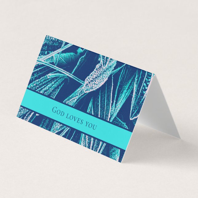 Modern Aqua Nature Custom Bible Scripture Church  Business Card (Front)