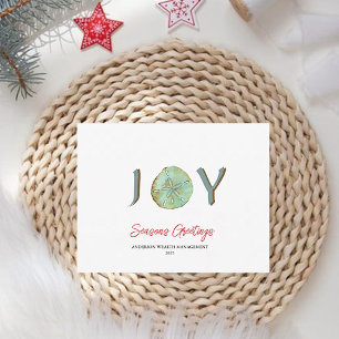 Modern Aqua Nautical Christmas JOY Holiday Card