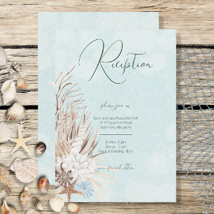Modern Aqua Ocean & Shells Wedding Reception Enclosure Card
