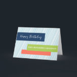 Modern Aqua Stripes Grandson Birthday Card<br><div class="desc">Birthday card for grandson with modern turquoise blue stripes design and thoughtful verse.</div>