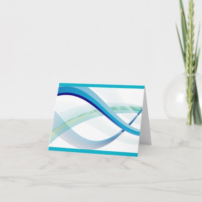 Modern Aqua Swirl Note Cards (Front)