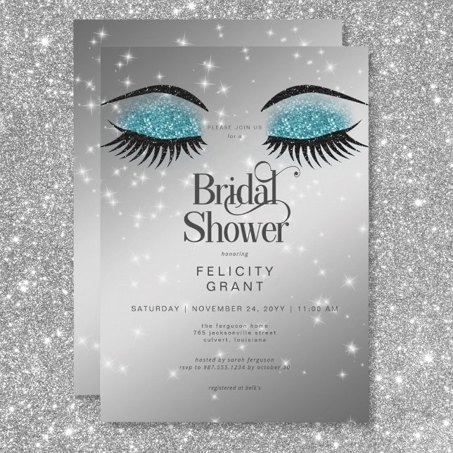 Modern Aqua Teal Glam Eyes Bridal Shower Invitation (Modern Aqua Teal Glam Eyes Bridal Shower Invitation)