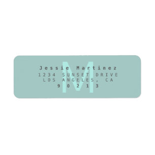 Modern Aqua Teal Return Address Label