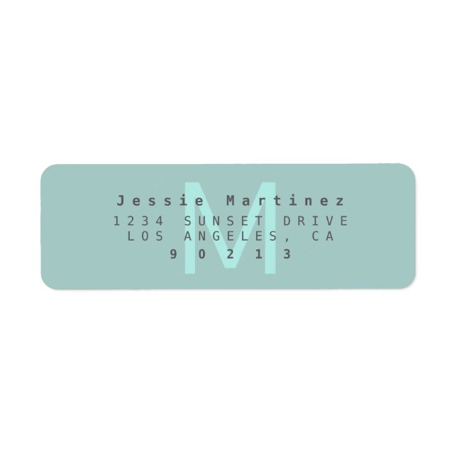 Modern Aqua Teal Return Address Label (Front)