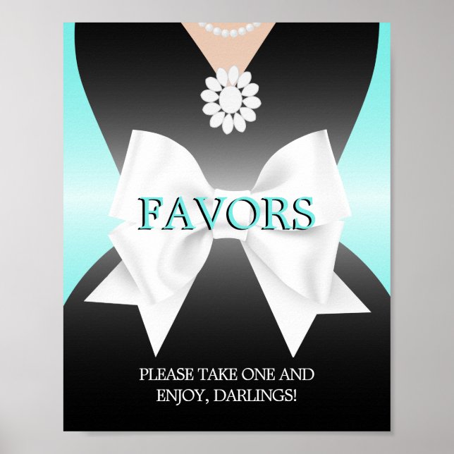 Modern Aqua Teal Tiffany Baby Shower Favours Sign (Front)