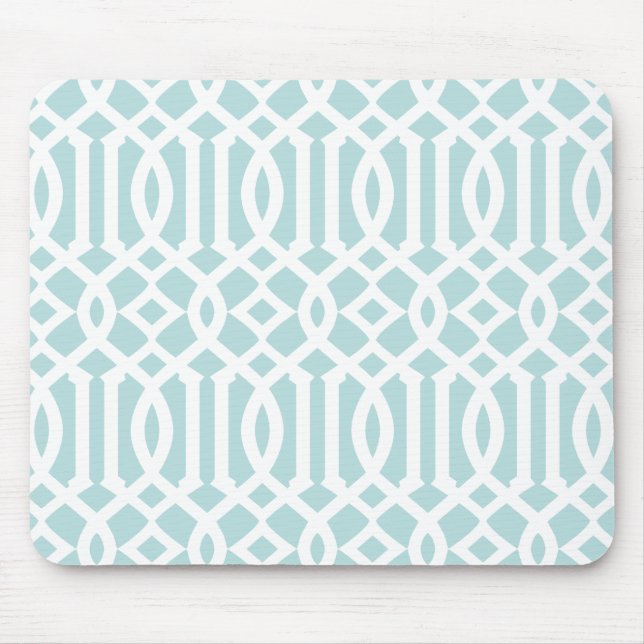 Modern Aqua Trellis Pattern Mouse Pad (Front)