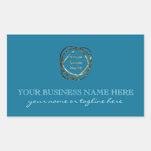 Modern Aqua Turquoise Add Business Logo Custom Rectangular Sticker