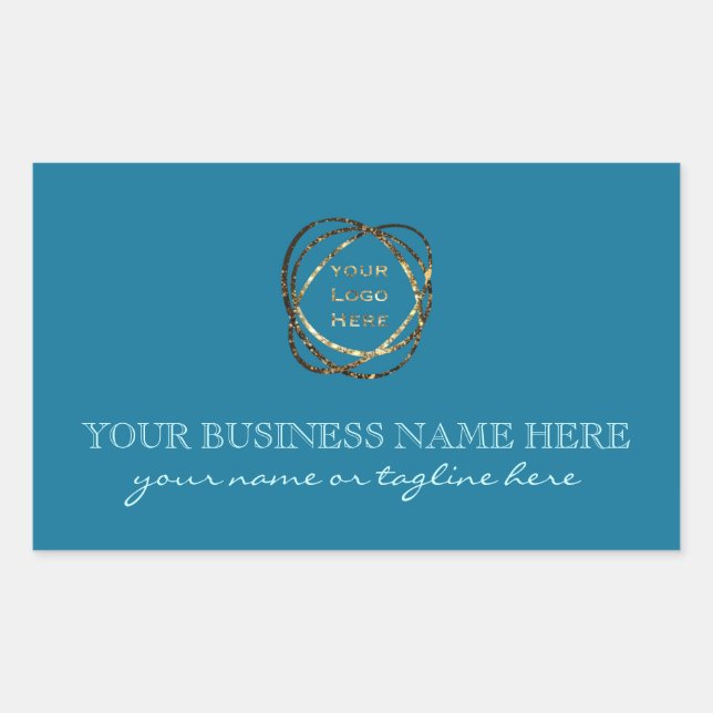 Modern Aqua Turquoise Add Business Logo Custom   Rectangular Sticker (Front)
