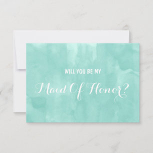 Modern aqua watercolor Will you be my Maid Invitation