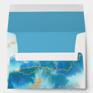 Modern Aquamarine Watercolor Geode  JustCards™ Envelope