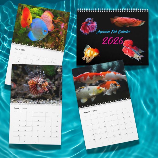 Modern Aquarium Fish 2026 Photo Personalized  Calendar (Creator Uploaded)