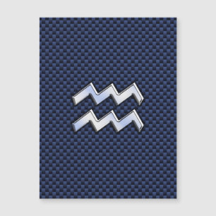Modern Aquarius Sign on navy blue carbon fibre
