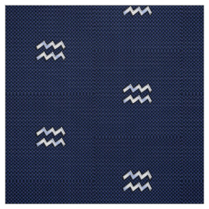 Modern Aquarius Sign on navy blue carbon fibre Fabric