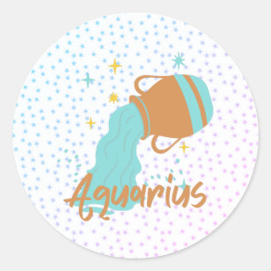 Modern Aquarius Water Bearer Zodiac  Classic Round Sticker