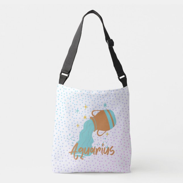 Modern Aquarius Water Bearer Zodiac  Crossbody Bag (Front)