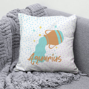 Modern Aquarius Water Bearer Zodiac  Cushion