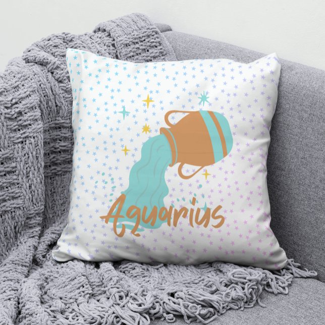 Modern Aquarius Water Bearer Zodiac  Cushion (Creator Uploaded)