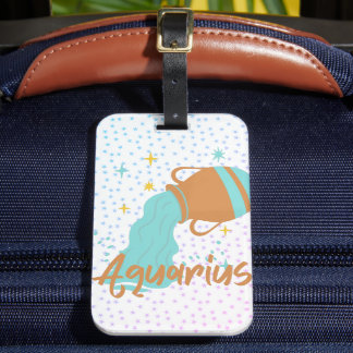 Modern Aquarius Water Bearer Zodiac  Luggage Tag