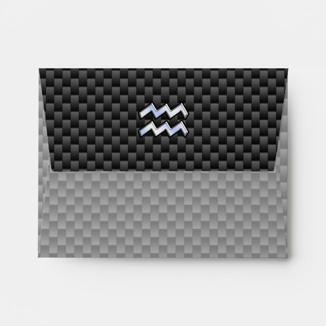 Modern Aquarius Zodiac Sign Carbon Fibre Style Envelope (Back (Top Flap))