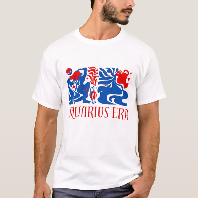 Modern Aquarius Zodiac Typography T-Shirt (Front)