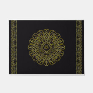 Modern Arabesque Black and Golden Doormat