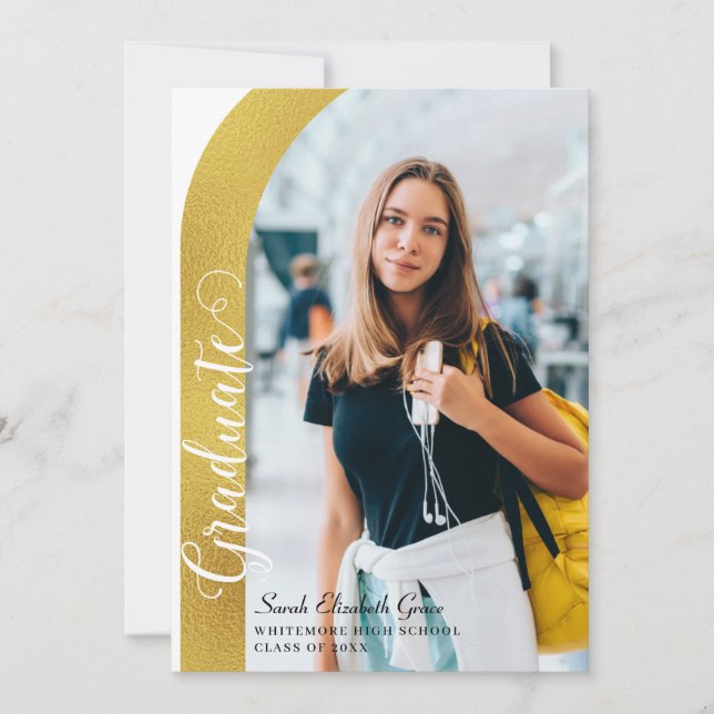 Modern Arc Photo Script Graduation Invitation (Front)