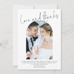 Modern Arch 2 Photos Wedding Love and Thanks Card